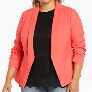 Torrid-Coral Open Front Blazer Jacket